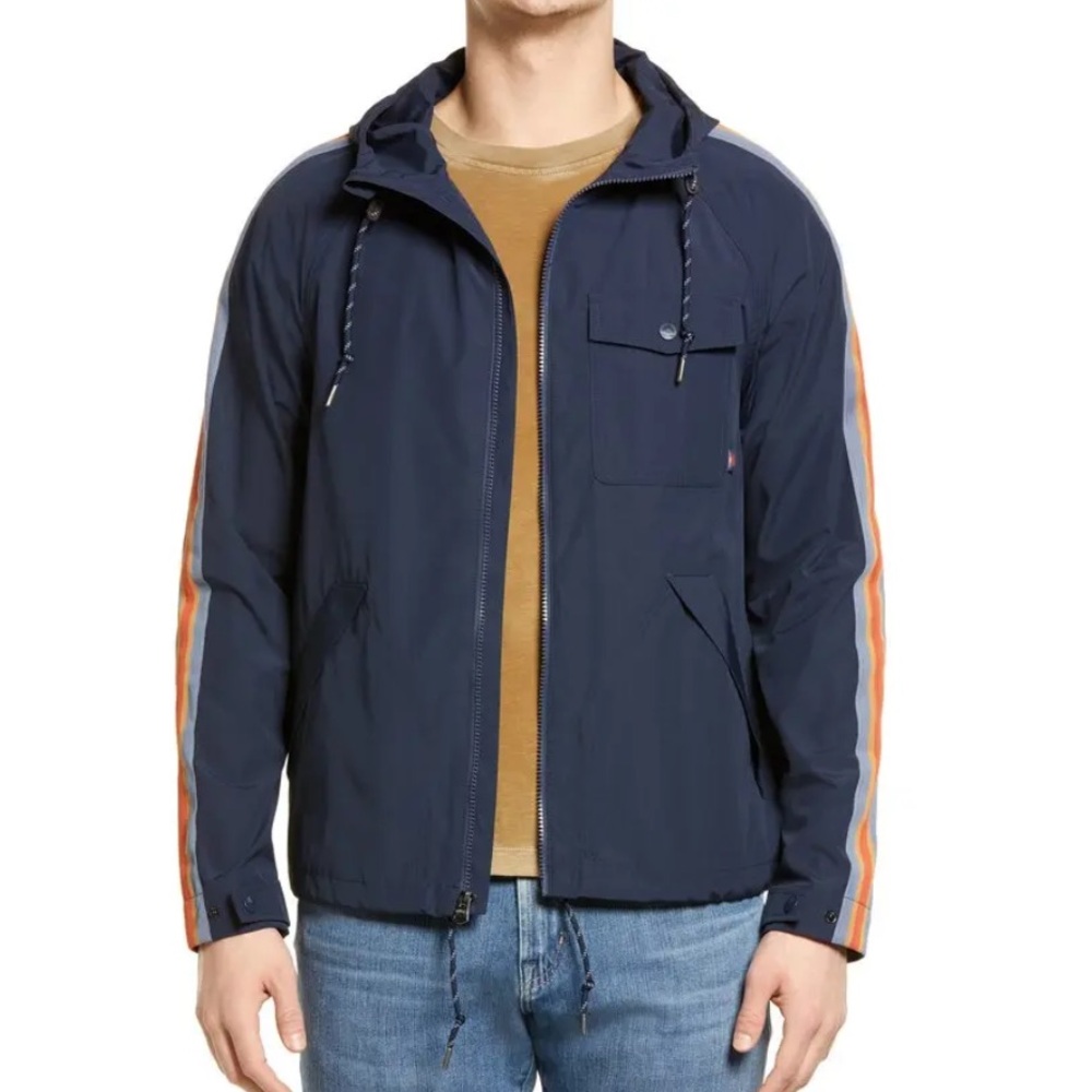 Faherty All Conditions Webbing-Trimmed Recycled Shell Hooded Jacket Navy Medium